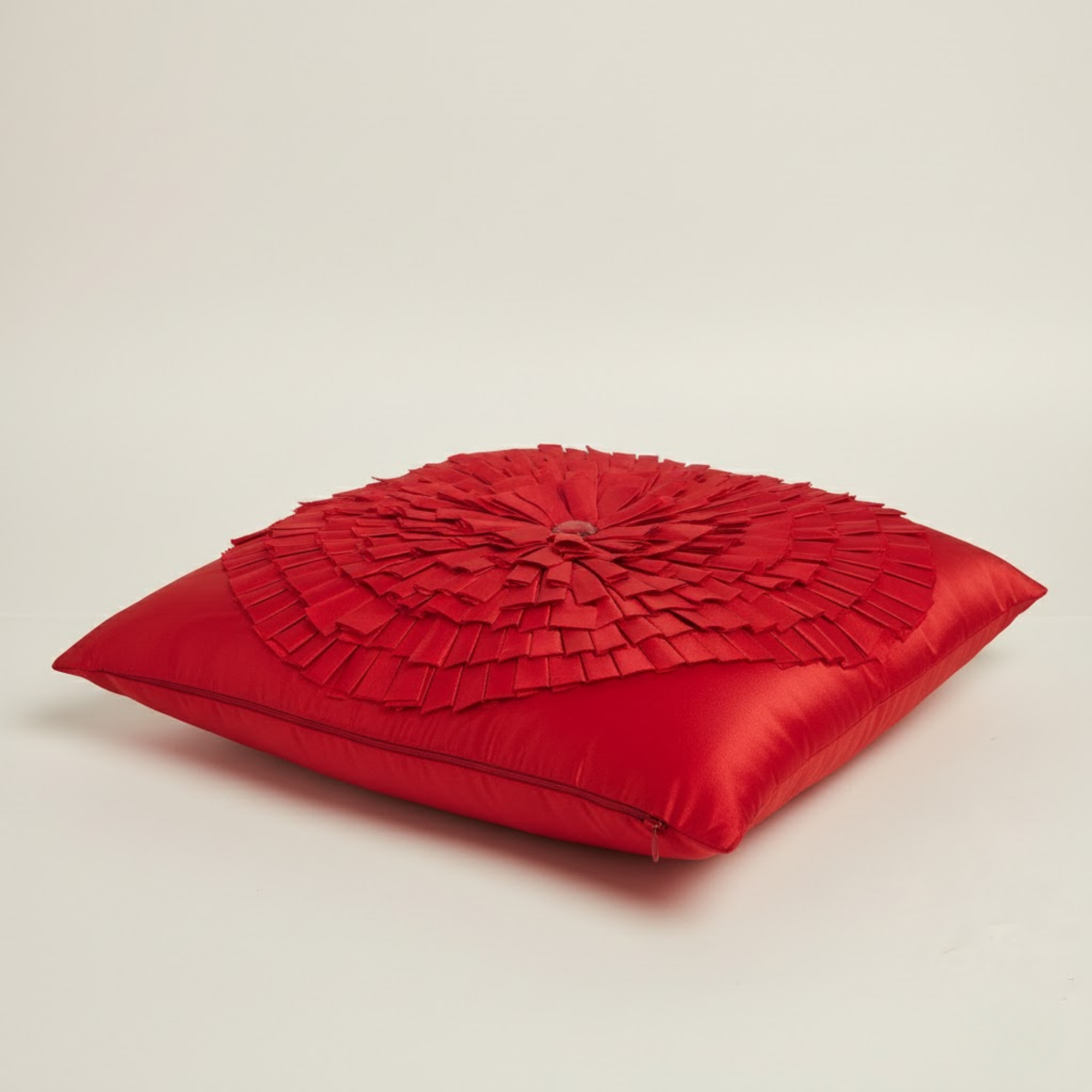 Fabric Crafted Red Cushion Cover – 16"x16" | Premium Poly Cotton