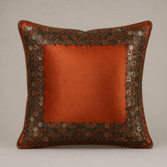 Handcrafted Cushion Cover – Orange | 16"x16" | Elegant Poly Cotton Cushion Cover