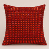 Handcrafted Burgundy Beaded Cushion Cover – 12"x12" | Premium Poly Cotton | Elegant Handcrafted Design