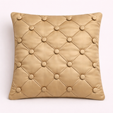Hand Crafted Cushion Cover – Gold | 12"x12" | Poly Cotton | Classic Button Tufted Design