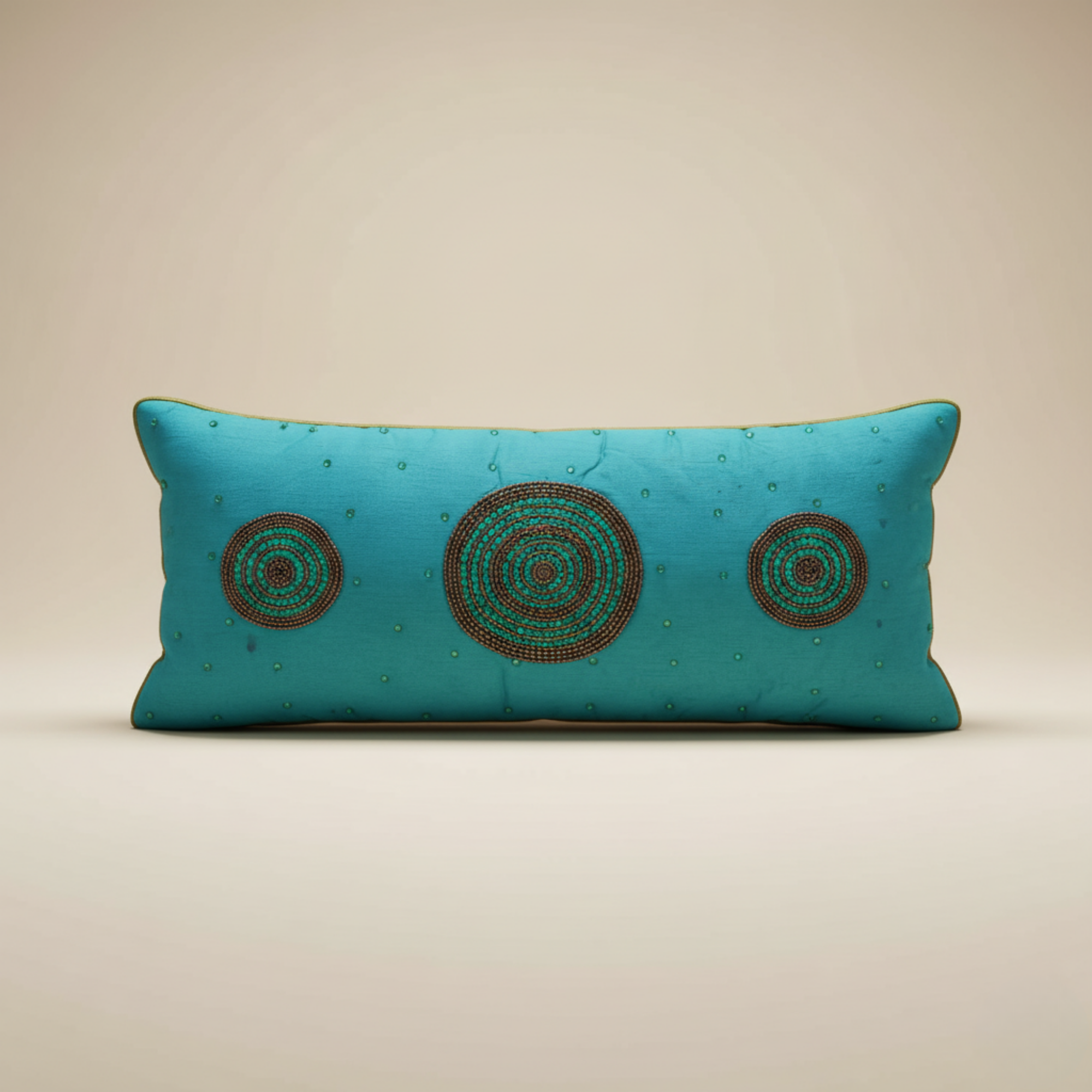 Handcrafted Turquoise Bolster Cover – 19"x8" | Premium Poly Cotton