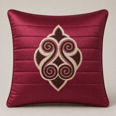 Machine Crafted Cushion Cover – Maroon | 16"x16" | Elegant Poly Cotton Cushion Cover