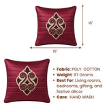 Machine Crafted Cushion Cover – Maroon | 16"x16" | Elegant Poly Cotton Cushion Cover