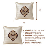 Machine Crafted Cushion Cover – White | 16"x16" | Elegant Poly Cotton Cushion Cover