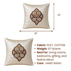Machine Crafted Cushion Cover – White | 16"x16" | Elegant Poly Cotton Cushion Cover