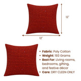Handcrafted Burgundy Beaded Cushion Cover – 12"x12" | Premium Poly Cotton | Elegant Handcrafted Design