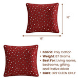 Handcrafted Maroon Cushion Cover – 16"x16" | Mirror Dot Embroidery | Premium Poly Cotton | Elegant Decorative Accent