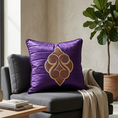 Machine Crafted Cushion Cover – Purple | 16"x16" | Elegant Poly Cotton Cushion Cover