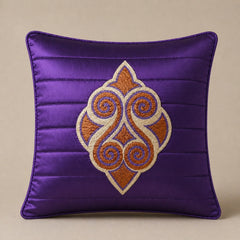 Machine Crafted Cushion Cover – Purple | 16"x16" | Elegant Poly Cotton Cushion Cover