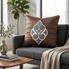 Machine Crafted Cushion Cover – Brown | 16"x16" | Elegant Poly Cotton Cushion Cover