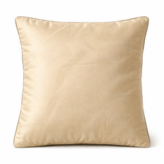 Fabric Crafted Cushion Cover – Beige | 16"x16" | Poly Cotton | Elegant Stitched Geometric Design
