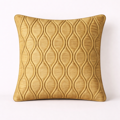 Fabric-Crafted Gold Cushion Cover – 12"x12" | Elegant Wave Texture | Premium Poly Cotton