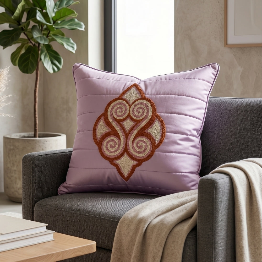 Machine Crafted Cushion Cover – Pink | 16"x16" | Elegant Poly Cotton Cushion Cover