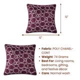 Machine-Crafted Orchid Cushion Cover – 12"x12" | Circular Embroidered Design | Premium Poly Channel Fabric