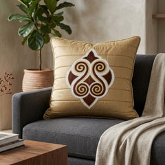 Machine Crafted Cushion Cover – Beige | 16"x16" | Elegant Poly Cotton Cushion Cover