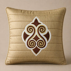 Machine Crafted Cushion Cover – Beige | 16"x16" | Elegant Poly Cotton Cushion Cover