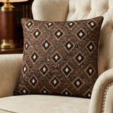 Handcrafted Cushion Cover – Brown | 16"x16" | Poly Cotton Foam Fabric | Diamond Motif Textured Design