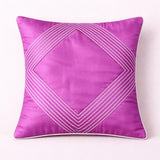 Fabric Crafted Cushion Cover – Pink | 16"x16" | Poly Cotton | Elegant Stitched Geometric Design