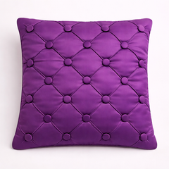 Hand Crafted Cushion Cover – Purple | 12"x12" | Poly Cotton | Elegant Button Tufted Design