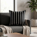 Handcrafted Cushion Cover – Black | 16"x16" | Modern Striped Decorative Cushion Cover