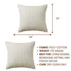 Fabric-Crafted Beige Cushion Cover – 24"x24", Wave Texture in Premium Poly Cotton