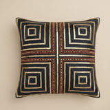 Handcrafted Black Cushion Cover – 16"x16" | Heavy Poly Cotton | Premium Embroidered Square Pattern
