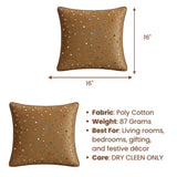 Handcrafted Gold Cushion Cover – 16"x16" | Mirror Dot Embroidery | Premium Poly Cotton | Elegant Decorative Accent