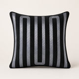 Handcrafted Cushion Cover – Black | 16"x16" | Modern Striped Decorative Cushion Cover