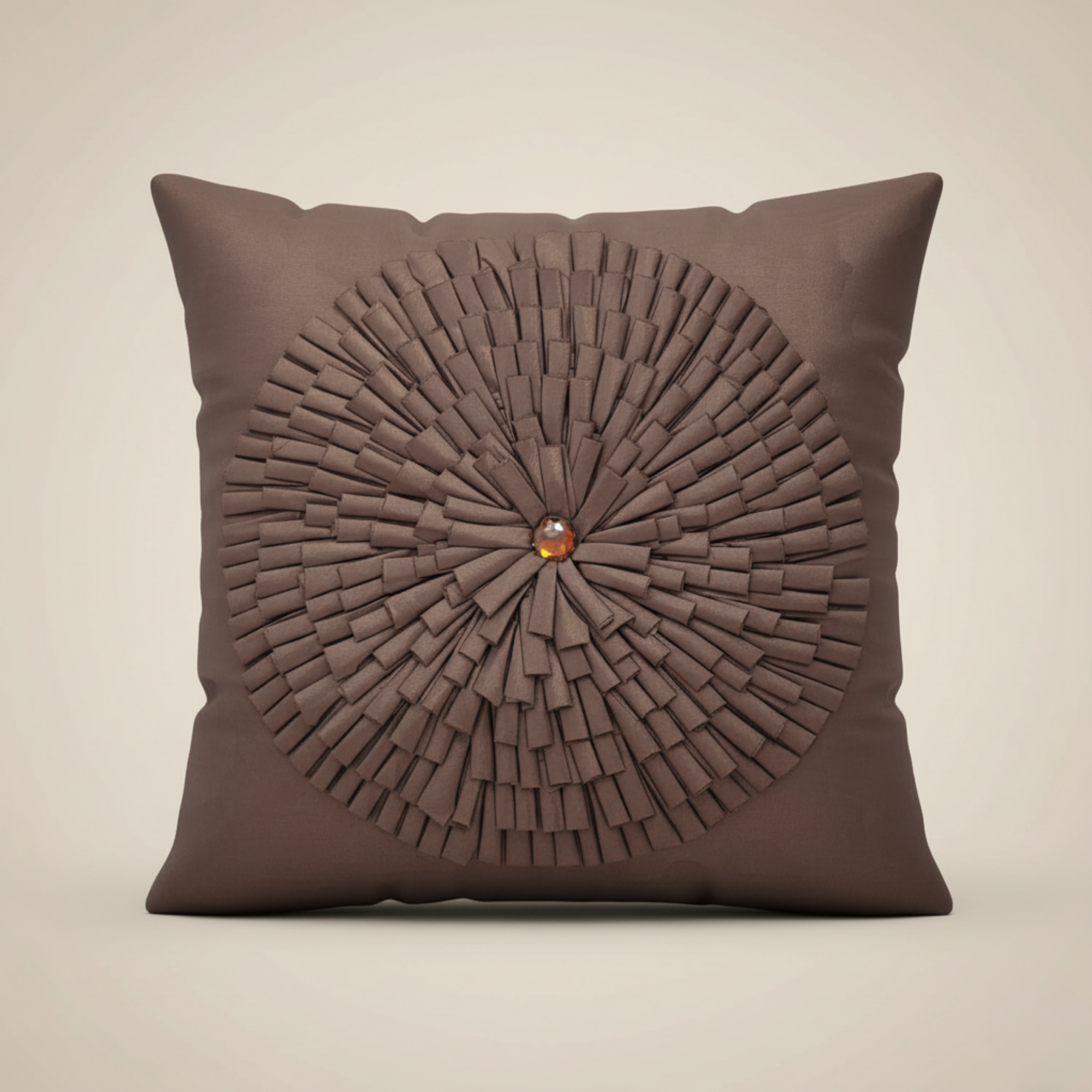 Fabric Crafted Brown Cushion Cover – 16"x16" | Premium Poly Cotton