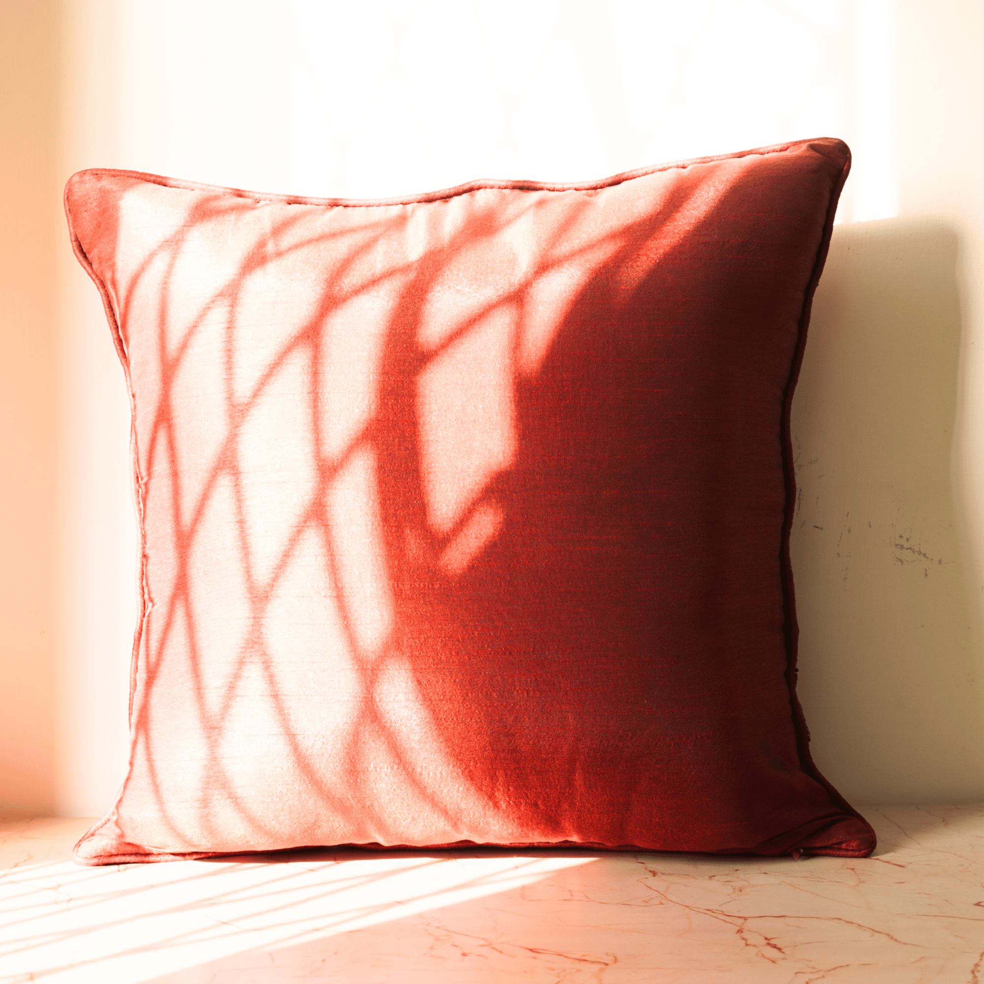 Handcrafted Maroon Cushion Cover – 16"x16", Premium Poly Cotton
