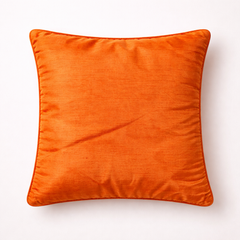 Hand Crafted Cushion Cover – Orange | 12"x12" | Poly Cotton | Embroidered Floral Design
