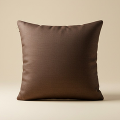 Handcrafted Brown Cushion Cover – 16"x16" | Decorative Bead & Thread Work | Premium Poly Cotton