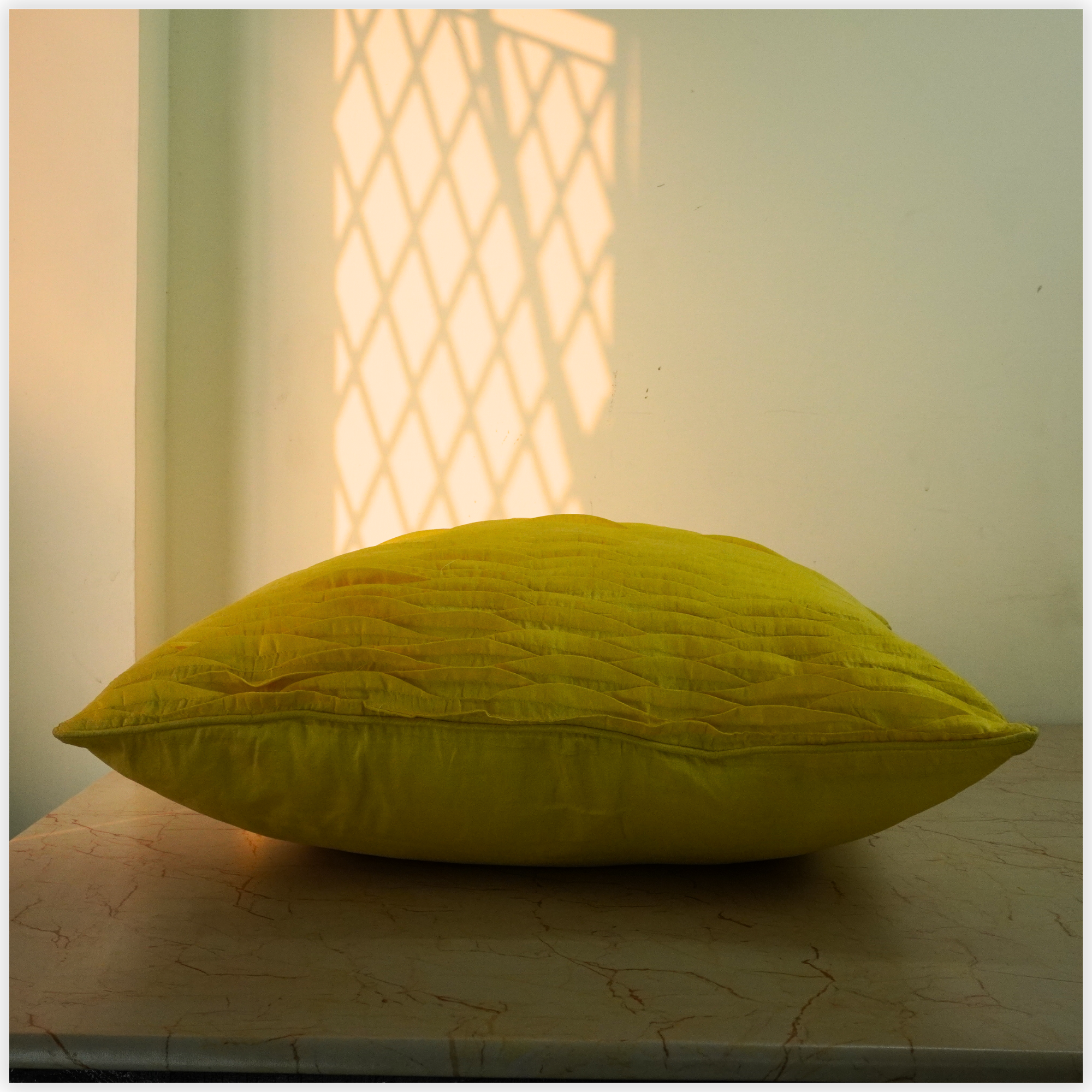 Fabric Crafted Yellow Cushion Cover – 24"x24" | Premium Poly Cotton