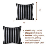 Handcrafted Cushion Cover – Black | 16"x16" | Modern Striped Decorative Cushion Cover