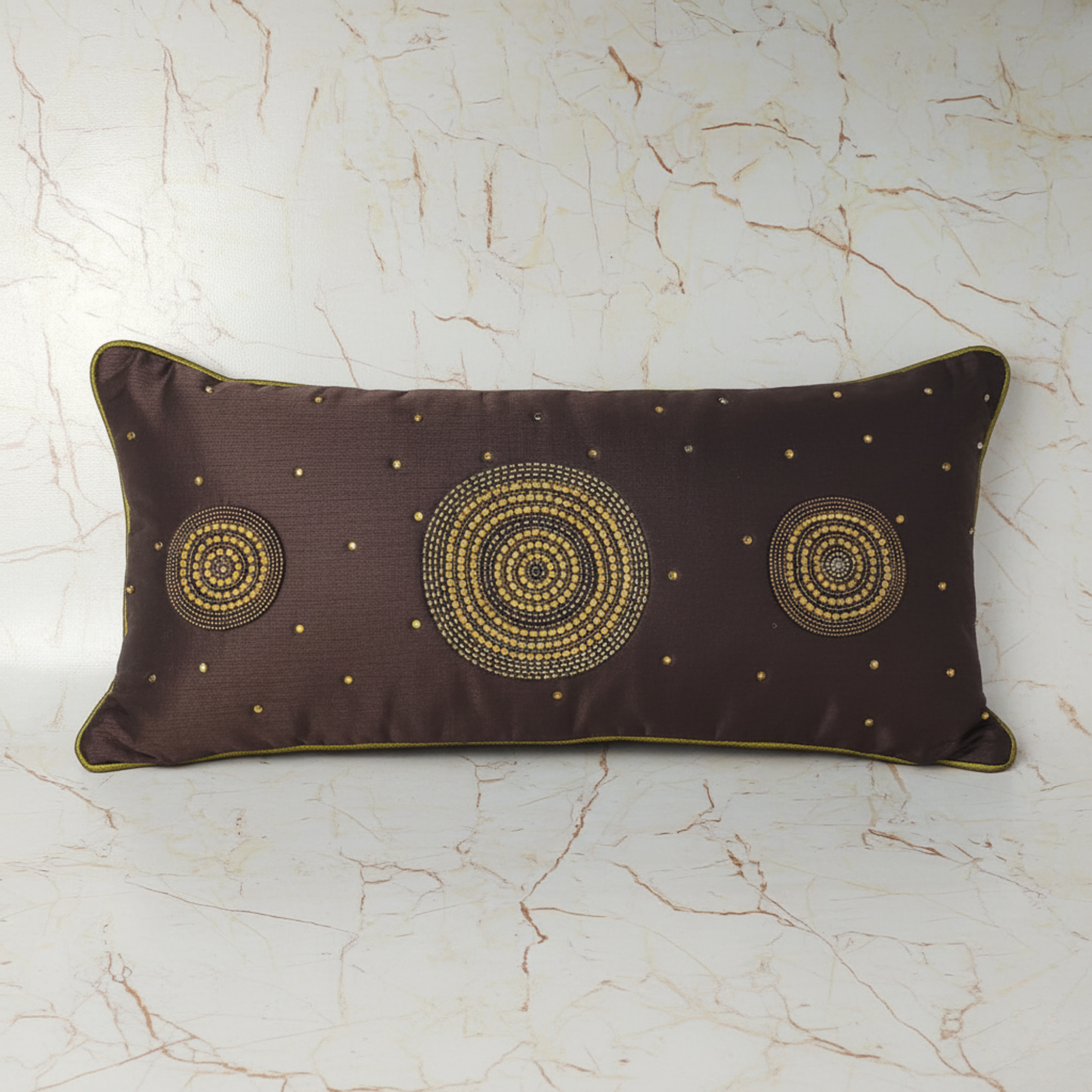 Handcrafted Brown Bolster Cover – 19"x8" | Premium Poly Cotton