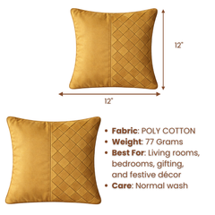 Fabric-Crafted Mud Cushion Cover – 12"x12" | Poly Cotton | Diamond Pattern Design