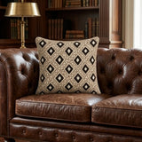Handcrafted Cushion Cover – Cream | 16"x16" | Poly Cotton Foam Fabric | Diamond Motif Textured Design