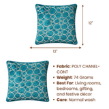 Machine-Crafted T Green Cushion Cover – 12"x12" | Circular Embroidered Design | Premium Poly Channel Fabric