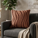 Brown Textured Decorative Cushion Cover | 16"x16" Modern Wave Pattern Cushion Cover