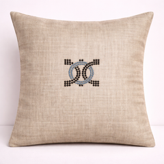 Hand Crafted Cushion Cover – Clay | 12"x12" | Matty Poly Cotton | Stone Logo Design