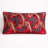 Machine Crafted Bolster Cover – Maroon | 20"x8" | Poly Chenille Fabric | Embroidered Abstract Design