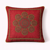 Handcrafted Maroon Cushion Cover – 16"x16" | Classic Mandala Embroidery | No Tassels | Premium Poly Cotton
