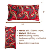 Machine Crafted Bolster Cover – Maroon | 20"x8" | Poly Chenille Fabric | Embroidered Abstract Design