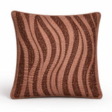 Brown Textured Decorative Cushion Cover | 16"x16" Modern Wave Pattern Cushion Cover