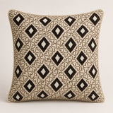 Handcrafted Cushion Cover – Cream | 16"x16" | Poly Cotton Foam Fabric | Diamond Motif Textured Design