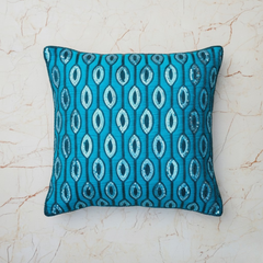 Handcrafted Turquoise Cushion Cover – 16"x16", Premium Poly Cotton