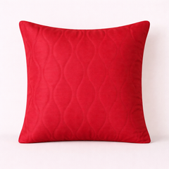 Fabric-Crafted Red Cushion Cover – 12"x12" | Elegant Wave Texture | Premium Poly Cotton