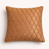 Fabric Crafted Cushion Cover – Bronze | 16"x16" | Poly Cotton Fabric | Elegant Embossed Wavy Pattern Design