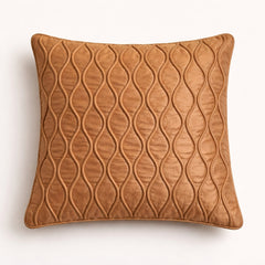 Fabric Crafted Cushion Cover – Bronze | 16"x16" | Poly Cotton Fabric | Elegant Embossed Wavy Pattern Design