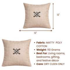 Hand Crafted Cushion Cover – Clay | 12"x12" | Matty Poly Cotton | Stone Logo Design